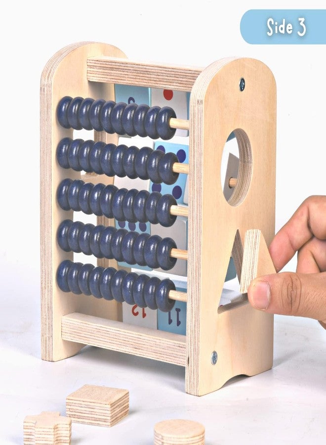 The Funny Mind 4-in-1 Activities Natural Birchwood Wooden Toy for Kids - Montessori Educational Counting & Math Learning Toy for Preschool Children, Develops Hand-Eye Coordination & Fine Motor Skills - Image 4